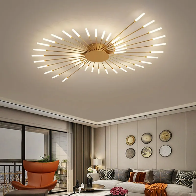 2023 Moderne Led Plafond Kroonluchter Lamp Voor Woonkamer Eetkamer Nordic Creatieve Slaapkamer Hal Hangende Plafondlamp Vuurwerklamp