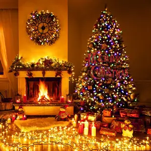 Dekorasi LED Tenaga Surya, Lampu Dekorasi Natal Luar Ruangan, Tahan Air, Tali untuk Dekorasi Rumput Halaman Taman Pohon