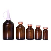 Flacon compte-gouttes en verre ambré de 10 ml, 20 ml, 30 ml, 50 ml, 100 ml avec bouchon à vis et applicateur pour sérum et huile