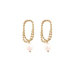 MZ amazing Dainty Gold Beads And Natural Pearl Pieces earrings grace earring drop earring