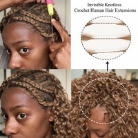Extensiones de Cabello Humano Remy Rizado Birmano 100% al por Mayor, Súper Doble Trama, Color Rubio Miel para Trenzar