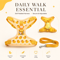 Ensemble Harnais et Laisse pour Chien et Chat en Forme de Canard Jaune 3D Mignon, en Maille Respirante et Réglable, par Ming Jia