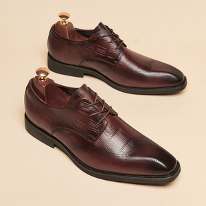 Zapatos Oxford de Vestir con Cordones, Punta en Pico, de Cuero Genuino Negro, para Todas las Temporadas, con Suela de Goma, Envío Directo - Product Image 2