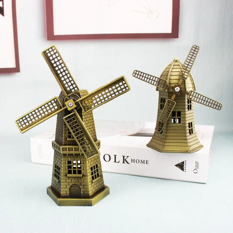 Hot Sale Vintage Metal Holland Windmill for Home Decor Dutch Windmill Souvenir