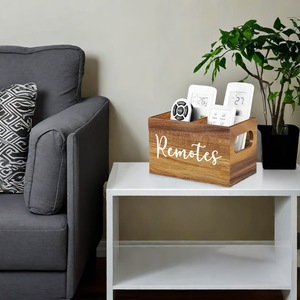 Caja de Almacenamiento para Control Remoto de Madera, Organizador Compartimentado Cuadrado, Color Madera Natural, Organizador de Escritorio con Parte Superior Abierta - Product Image 4