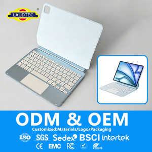 Fundas de teclado de aluminio Laudtec con trackpad para iPad de 10.9 pulgadas, 10.ª y 11.ª generación, cubierta de cuero negra para tableta, personaliza el diseño del logotipo. - Product Image 2