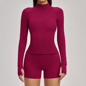 Tuta da Yoga a Maniche Lunghe <span class=keywords><strong>con</strong></span> Zip, Top Sportivo Aderente e Nude, Completo Fitness <span class=keywords><strong>con</strong></span> <span class=keywords><strong>Cappuccio</strong></span> - Product Image 5
