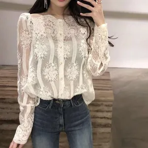 Casual Blusa Feminina Sexy Off Shoulder Lace Top with Vest Fashion Ladies Blouse +Vest Long Sleeve Elegant Woman Shirt