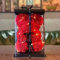 2024 Vente en Gros Ourson en Roses 25 cm, Ourson en Roses Artificielles 35 cm, Meilleur Cadeau de Saint-Valentin pour Petite Amie