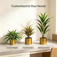 Rhoeo artificiel variegaté doré 27 cm, plante artificielle Oyster Plant Boat Lily, écologique, résistant aux UV, en pot pour bureau, étagère
