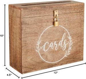 Scatola in legno per biglietti di auguri con fessura e serratura, per matrimoni, compleanni, lauree, baby shower, fondi per luna di miele - Product Image 2