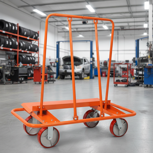 Chariot de service OEM personnalisable pour plaques de plâtre, à 4 roues, capacité de charge 100 kg, plateforme de transport et de stockage en fer pour panneaux et tôles - Product Image 6