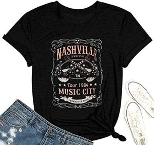 Nashville Women's 100% Cotton <b>T</b>-Shirt Music City Guitar Graphic Print Oversized Casual Fit 220 Gram Knitted Fabric Shirt - Product Image 2
