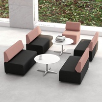 Ensemble de canapés de bureau modulaires en tissu au design nordique pour espaces commerciaux, zone de réception personnalisable avec éponge haute densité