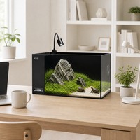 Ensemble d'aquarium de bureau tout-en-un en gros, aquarium en verre personnalisable directement de l'usine avec filtre à goutte et éclairage LED pour commandes en gros
