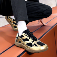 Baskets à lacets pour hommes à bout large, chaussures de sport décontractées d'automne, respirantes avec empeigne en maille, couleur unie, bout rond