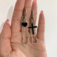 CLBX Comercio Exterior Transfronterizo, Pendientes de Clip con Diseño de Cruz de Amor, Estilo Irregular, Joyería Colgante, Fabricante Mayorista