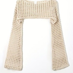 Top de Punto Personalizado de Manga Larga con Malla para Mujer, Top Corto Sexy con Aberturas Estilo Y2K - Product Image 5