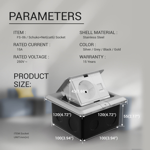 Prise de sol européenne Pop up Mécanisme résistant au feu Prise <span class=keywords><strong>allemande</strong></span> Schuko Prise de courant 250V avec <span class=keywords><strong>filet</strong></span> - Product Image 3