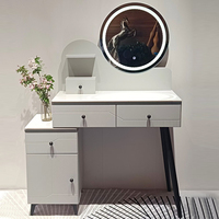 Vente en gros directe usine : Coiffeuse moderne en bois avec miroir LED HD, table de maquillage avec tiroirs et armoire latérale pour chambre à coucher