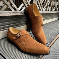 Herren Wildleder Single Monk Strap Schnürschuhe mit spitzer Zehenpartie, Business-Formal Monk Loafers, OEM ODM, personalisierte Freizeitschuhe aus Leder