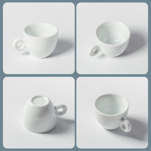 Ensemble tasse et soucoupe à café blanc pur personnalisé, ensemble simple en céramique pour eau et boissons, pour la maison, le petit-déjeuner, le bureau - Product Image 1