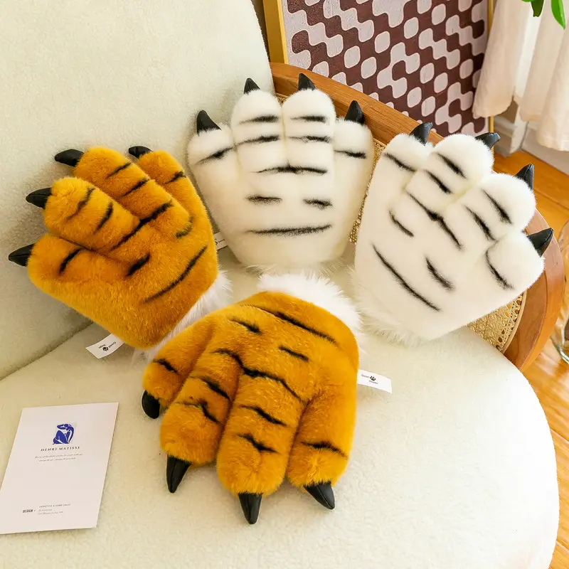 Grosir lucu Zoo hewan harimau ekor cakar mewah boneka lucu mainan anak-anak boneka alat Cosplay untuk Aksesori pesta