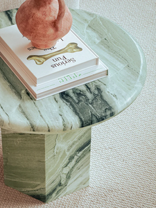 Tavolino rotondo in marmo Shangri <span class=keywords><strong>La</strong></span> verde norvegese con Design moderno tavolino sottile in marmo - Product Image 3