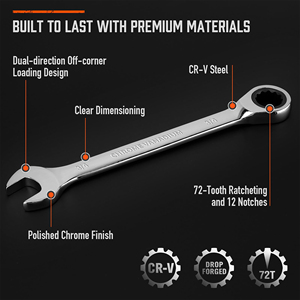 OEM 12pcs Premium Combination Ratcheting Wrench Set Chrome Vanadium Steel Imperial <b>Ratchet</b> Spanner - Product Image 4