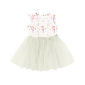 SQG-089 Vestido de Moda para Niñas, Top de Seda de Leche, Falda de Tul Súper Suave, Vestidos de Verano para Niñas, Fiesta de Cumpleaños, OEM - Product Image 5