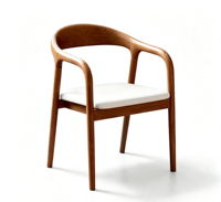 Chaise de bar moderne en bois massif, stable, avec accoudoirs, dossier incurvé et creux, coussin en cuir rembourré, plusieurs options de couleur de bois