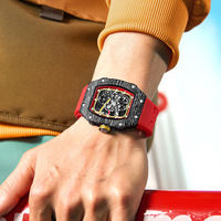 Montre à quartz pour homme ultra-fine en forme de tonneau de vin, cadran à aiguilles lumineuses, bracelet en silicone, résistante à l'eau 30M, mode, vente en gros