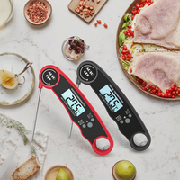 Thermomètre numérique pliable sans fil et étanche en plastique avec écran LCD automatique pour la cuisson intérieure/extérieure, la cuisine et l'usage domestique