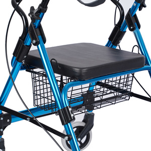 Qinda <b>Rollator</b> Walker Blue 4-Wheel Foldable With Seat And Basket For Elderly Mobility Aid - Product Image 1
