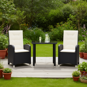 Ensemble de salle à manger de jardin en rotin PE 2 places, mobilier d'extérieur avec pieds réglables, design contemporain - Product Image 2