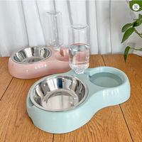 Gamelle double écologique pour chiens avec mangeoire lente amovible en acier inoxydable, base antidérapante, motif uni, étanche IPX5