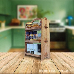 Étagère à épices portable en bois, organisateur de rangement multifonction pour comptoir, salle de bain, fruits et légumes, hauteur 10 pouces, naturel - Product Image 3