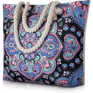 Échantillon gratuit bagages personnalisés sacs d'épicerie naturels en toile de jute sacs à main de plage sac fourre-tout en jute sacs fourre-tout pour femmes - Product Image 6