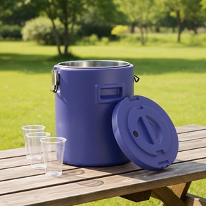 Conteneur <span class=keywords><strong>alimentaire</strong></span> isotherme en acier inoxydable pour riz et bouillie avec poignée - Seau thermique à double paroi pour aliments chauds - Product Image 2