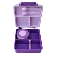 Niedliche Schul-Thermoskanne Bento-Lunchbox mit Griff und Deckel 4-Fach Mikrowellengeeigneter Thermobehälter für Erwachsene & Kinder