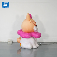 Chien gonflable publicitaire personnalisé, personnage d'anime, chien géant, dessin animé gonflable, collier de fleurs rose, chiot pour événements