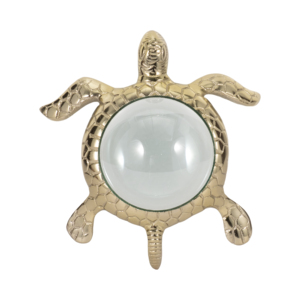 Scultura in metallo a forma di tartaruga con lente d'ingrandimento per decorazioni casa, ufficio, bagno, stile costiero - Product Image 2