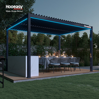 Pergola bioclimatique en aluminium Hooeasy, bâtiments de jardin d'extérieur, gazebo, pavillon, toit à lames orientables manuel, imperméable