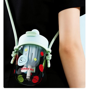 Botol Minum Anak Kartun Baru, Dua Ruang Minum, Pemisah Teh, Tali Besar, untuk Anak Laki-laki Perempuan Pelajar Sekolah Aktivitas Luar Ruangan Perjalanan Sehari-hari - Product Image 6