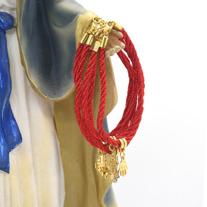 Pulsera religiosa cristiana de cinco estrellas con abalorio, cuerda roja Vintage, mano cruzada, Palma de Jerusalén, QiXingJewelry, aleación chapada en oro - Product Image 4