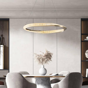 Zeal Lighting, candelabros de diseño circular moderno, anillo de cristal regulable, luz colgante para dormitorio - Product Image 3