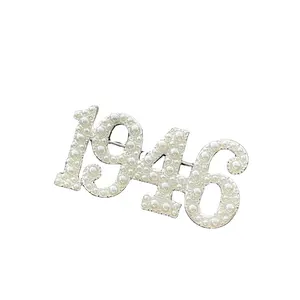 Greek 1946 White Pearl Designer LINKS Brooches Pin For Women