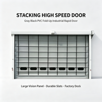 Porte rapide à ouverture large personnalisée, porte industrielle pliante motorisée en PVC avec fenêtres de vision transparentes