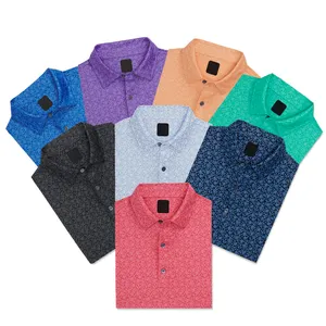 OEM Impression géométrique évacuation de l'humidité sublimé séchage rapide coupe ajustée polo de golf personnalisé pour broderie logo t-shirt de golf