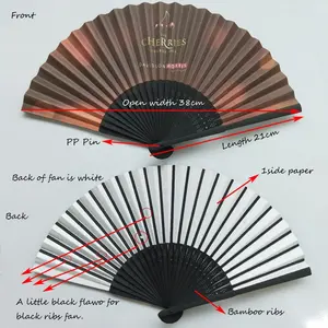 Custom Printed Folding Hand Fans White Black Paper Craft Wedding Fans Favor Personalized Company Promotion Advertising Gifts